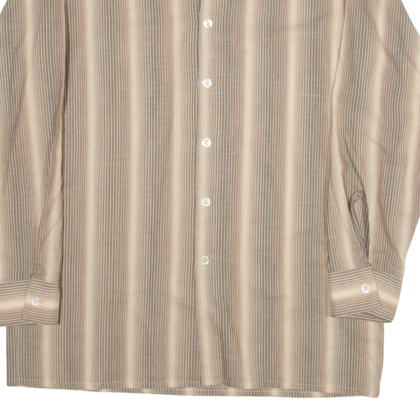 YOUNG STYLE 2000 Shirt Brown Striped Long Sleeve Mens L Fashion