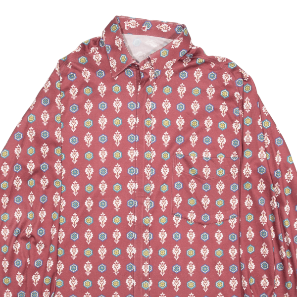 Zip Shirt Red Geometric Long Sleeve Mens S Supply