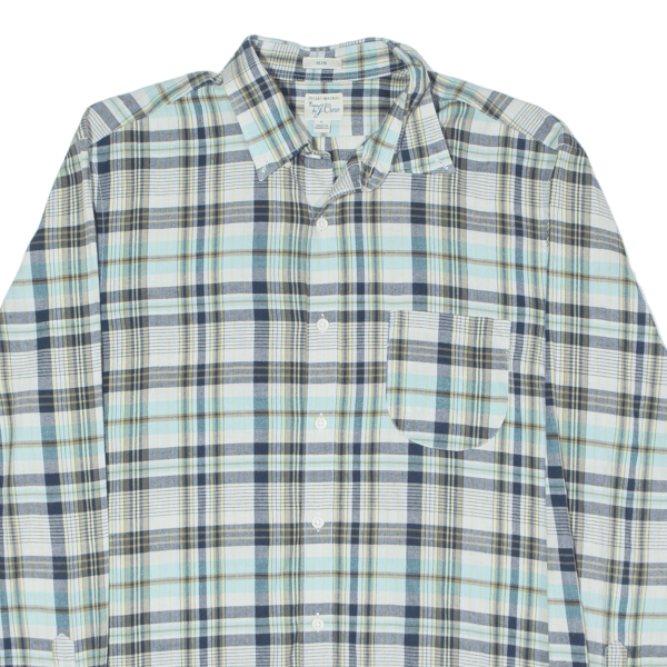 J CREW Slim Fit Shirt Blue Check Long Sleeve Mens L Hot on Sale