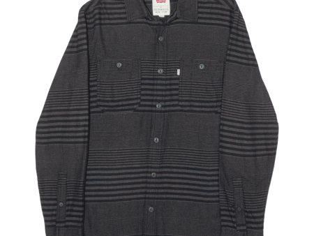 LEVI S Shirt Grey Striped Long Sleeve Mens S Online Sale