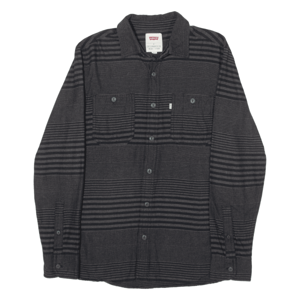 LEVI S Shirt Grey Striped Long Sleeve Mens S Online Sale