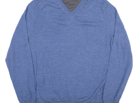 CALVIN KLEIN Jumper Blue Tight Knit Wool Mens XL Online Sale