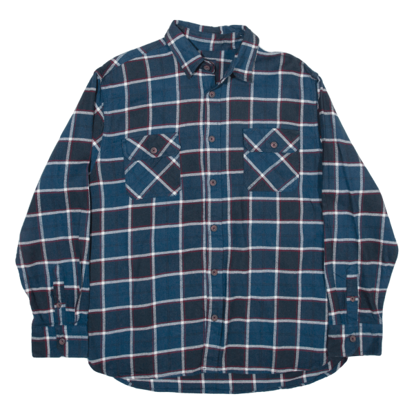 JACHS Flannel Shirt Blue Check Long Sleeve Mens L For Sale