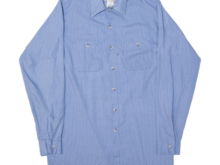 RED KAP Shirt Blue Check Long Sleeve Mens M For Discount