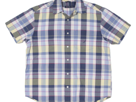 NAUTICA Shirt Blue Plaid Long Sleeve Mens L Supply