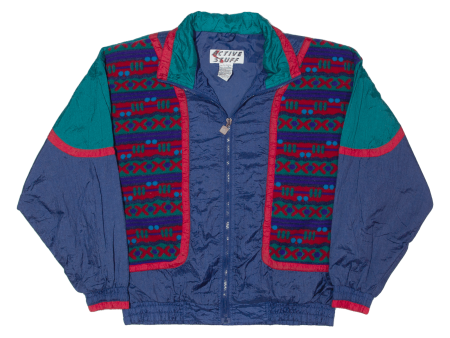 ACTIVE STUFF Shell Jacket Blue Nylon 90s Crazy Pattern Womens L Online now