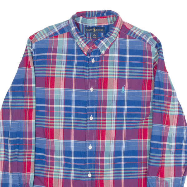 RALPH LAUREN Shirt Blue Check Long Sleeve Boys XL on Sale