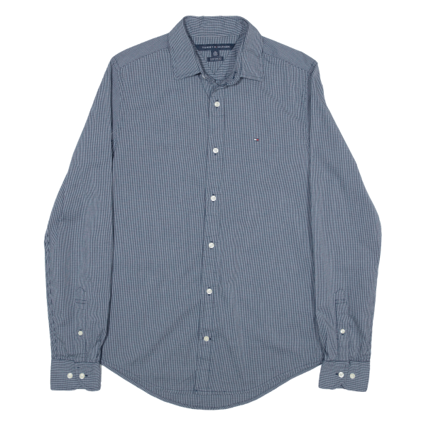 TOMMY HILFIGER Shirt Blue Gingham Long Sleeve Mens XS on Sale