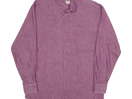 SAVANE Plain Shirt Purple Long Sleeve Mens S Discount