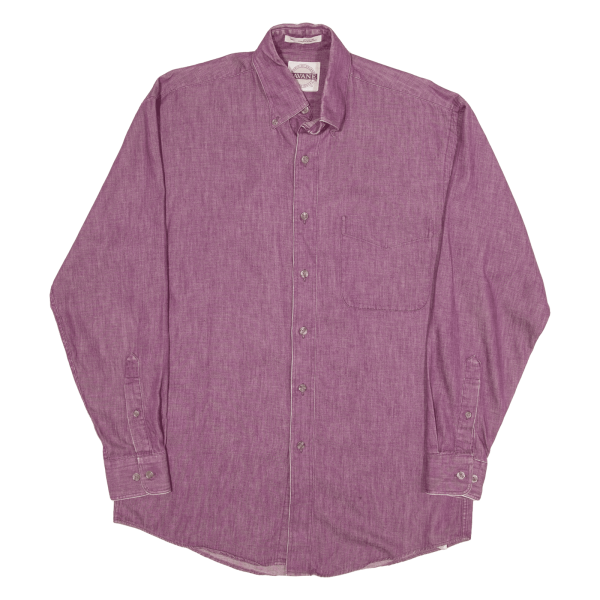 SAVANE Plain Shirt Purple Long Sleeve Mens S Discount