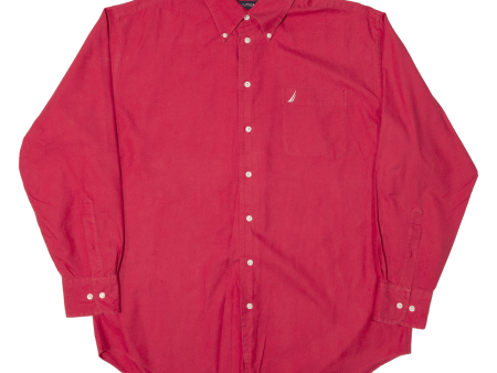 NAUTICA Oxford Plain Shirt Red Long Sleeve Mens XL Supply