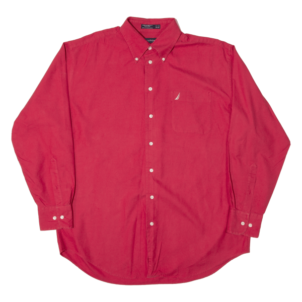 NAUTICA Oxford Plain Shirt Red Long Sleeve Mens XL Supply