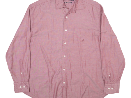 NAUTICA Plain Shirt Red Long Sleeve Mens L Online