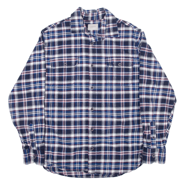 JACHS Flannel Shirt Blue Check Long Sleeve Mens M For Sale