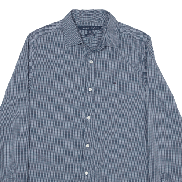 TOMMY HILFIGER Shirt Blue Gingham Long Sleeve Mens XS on Sale