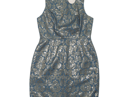 APRICOT Baroque Jacquard Metallic Shift Dress Blue Floral Sleeveless Short Womens UK 12 Sale