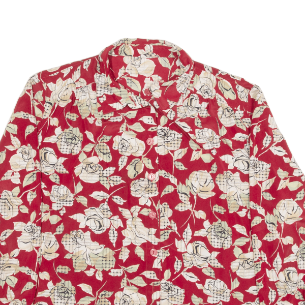 Shirt Red Floral Long Sleeve Womens L Fashion