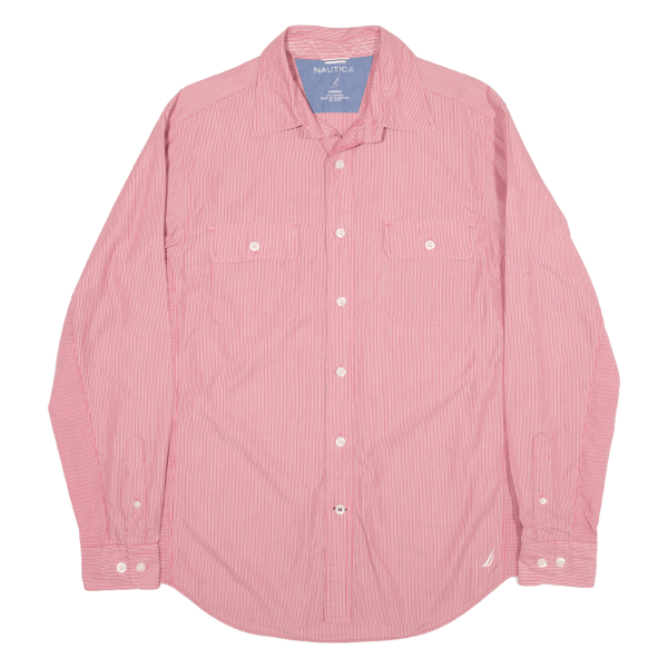 CHAPS Shirt Pink Pinstripe Long Sleeve Mens M For Sale