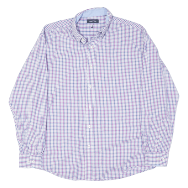 NAUTICA Shirt Purple Plaid Long Sleeve Mens XL Discount