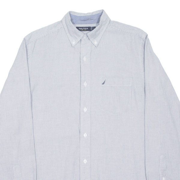 NAUTICA Shirt Blue Pinstripe Long Sleeve Mens S Online now