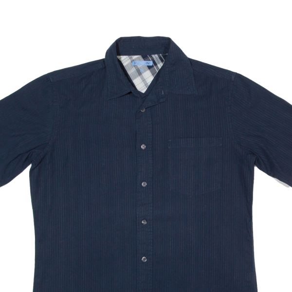 BIAGGINI Plain Shirt Blue Short Sleeve Mens S For Discount