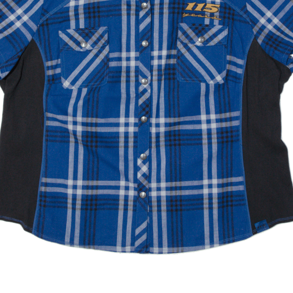 HARLEY DAVIDSON Motorcycle 115 Years Lined Shirt Blue Check Short Sleeve Womens 3XL Cheap