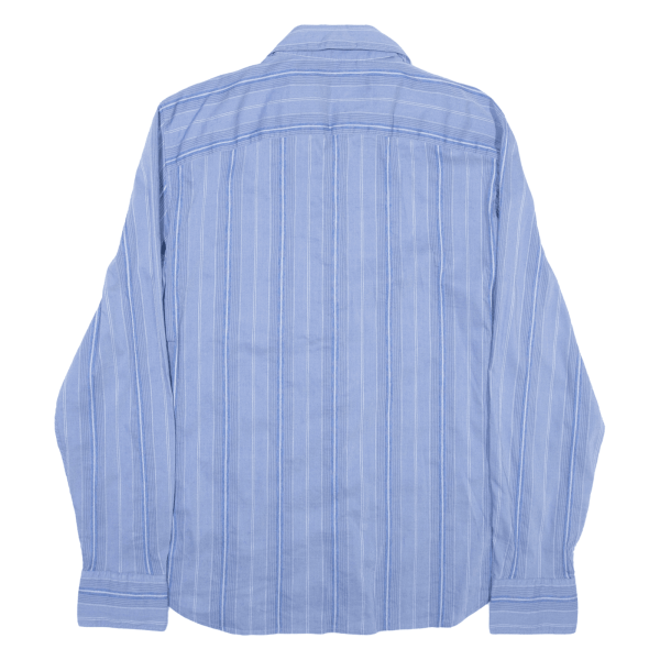 ARMANI Shirt Blue Pinstripe Long Sleeve Mens S Hot on Sale