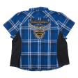 HARLEY DAVIDSON Motorcycle 115 Years Lined Shirt Blue Check Short Sleeve Womens 3XL For Cheap