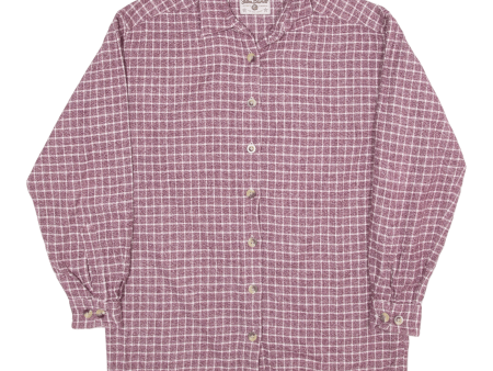 JOHN BARNES Flannel Shirt Purple Check Long Sleeve Mens L Cheap