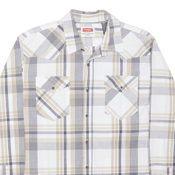 WRANGLER Shirt White Plaid Long Sleeve Mens L For Sale