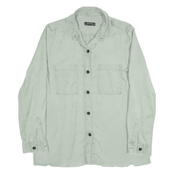 ZARA Plain Shirt Green Long Sleeve Womens L For Sale