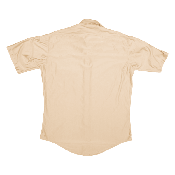 PERMA-PRESS Plain Shirt Beige Nylon Short Sleeve Mens M Cheap