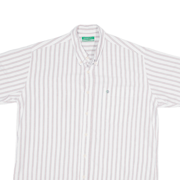 BOSSINI Shirt White Striped Short Sleeve Mens M Cheap