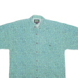 SHAH SAFARI Shirt Green Geometric Short Sleeve Mens M Fashion