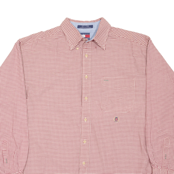 TOMMY HILFIGER Shirt Red Gingham Long Sleeve Mens L Sale