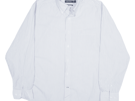 NAUTICA Shirt Blue Striped Long Sleeve Mens L For Sale