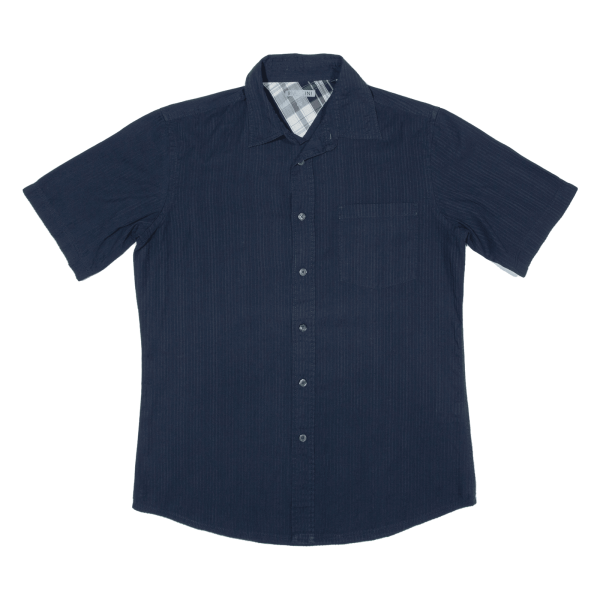 BIAGGINI Plain Shirt Blue Short Sleeve Mens S For Discount