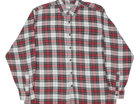 FOR DIRECT Flannel Shirt Red Check Long Sleeve Mens L Hot on Sale