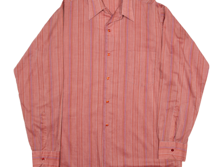 FREY Shirt Pink Striped Long Sleeve Mens M For Discount