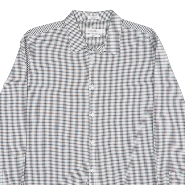 CALVIN KLEIN Slim Fit Shirt Grey Check Long Sleeve Mens L Cheap