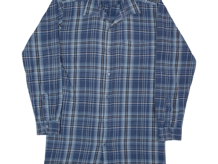 BREMO Shirt Blue Check Long Sleeve Mens M Fashion