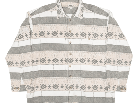 JACK MORGAN Shirt Grey Striped Long Sleeve Mens L Online Hot Sale