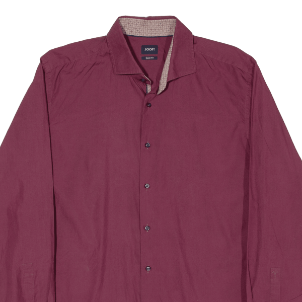 JOOP! Slim Fit Plain Shirt Maroon Long Sleeve Mens XL Cheap