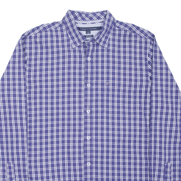 TOMMY HILFIGER Custom Fit Shirt Blue Plaid Long Sleeve Mens M Discount