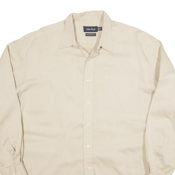 NAUTICA Plain Shirt Beige Long Sleeve Mens XL Discount