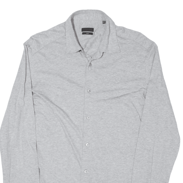 Z ZEGNA Slim Plain Shirt Grey Long Sleeve Mens M Online Sale