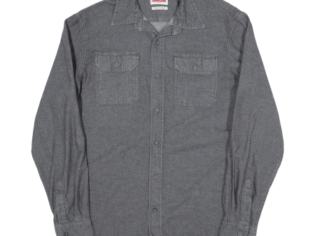 WRANGLER Stretch Plain Shirt Grey Long Sleeve Mens M Supply