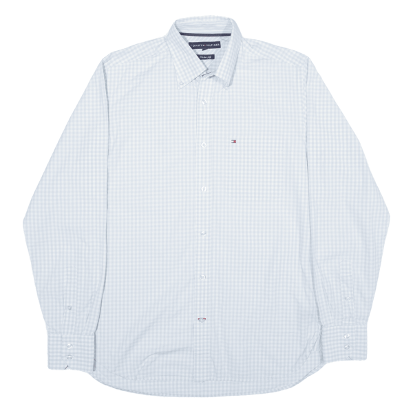 TOMMY HILFIGER Shirt Blue Gingham Long Sleeve Mens S Cheap