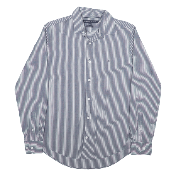 TOMMY HILFIGER Shirt Grey Pinstripe Long Sleeve Mens S For Cheap