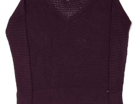 AMERICAN EAGLE OUTFITTERS Jumper Maroon Cable Knit Wool Womens XS Supply